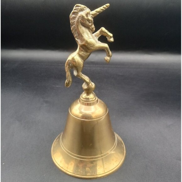 Bell Brass Unicorn Vintage Hand Crafted 6 Inch Korea Midcentury Dancing Pranchin - Picture 6 of 15